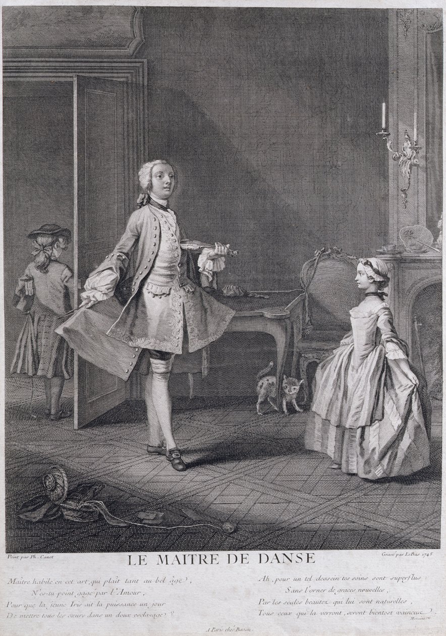 Den dansende mester, graveret af Jacques Philippe Le Bas (1707-83), 1745 af Philippe Canot