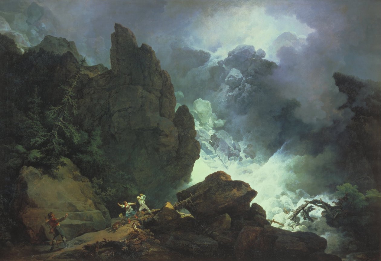 En lavine i Alperne af Philippe Jacques de Loutherbourg