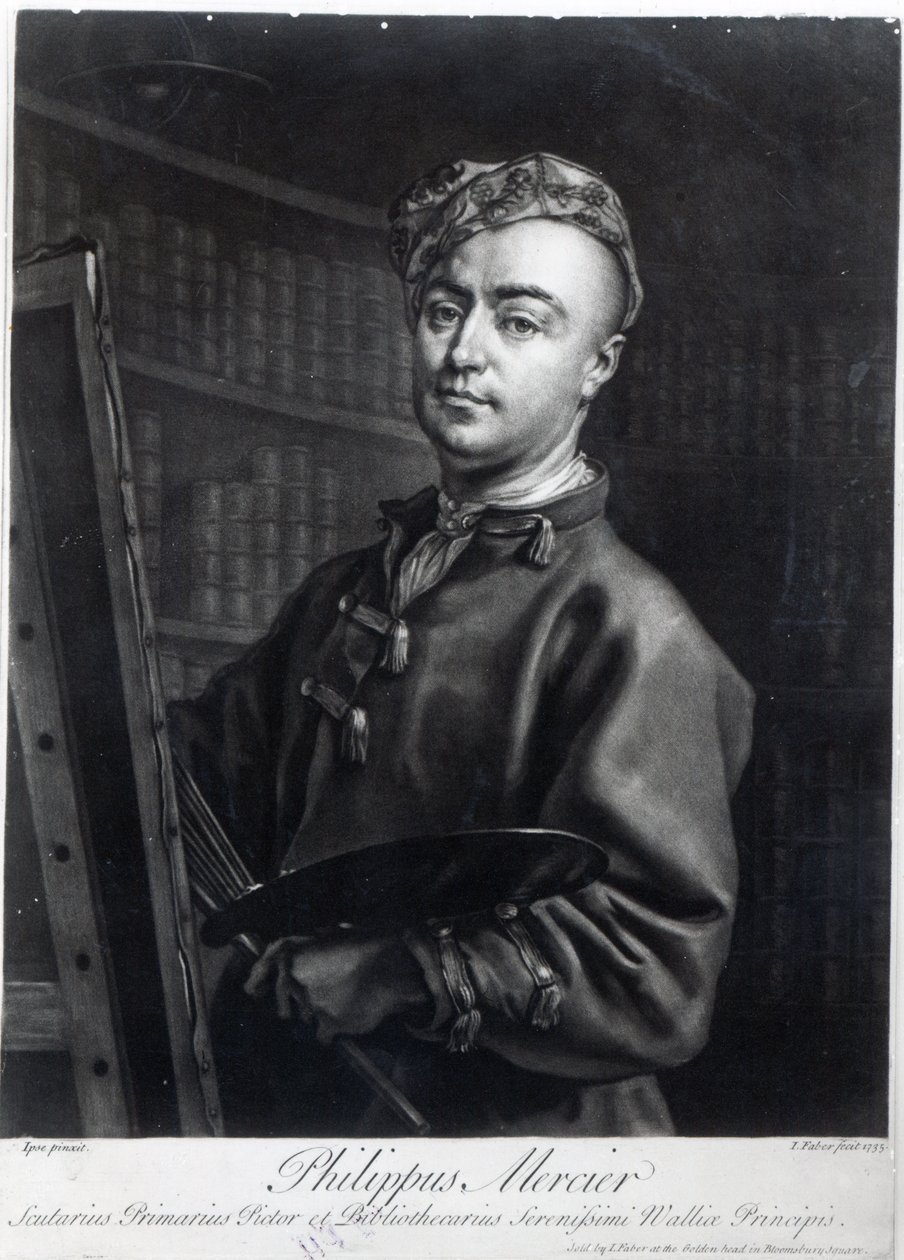 Selvportræt, indgraveret af John Faber, 1735 af Philippe Mercier