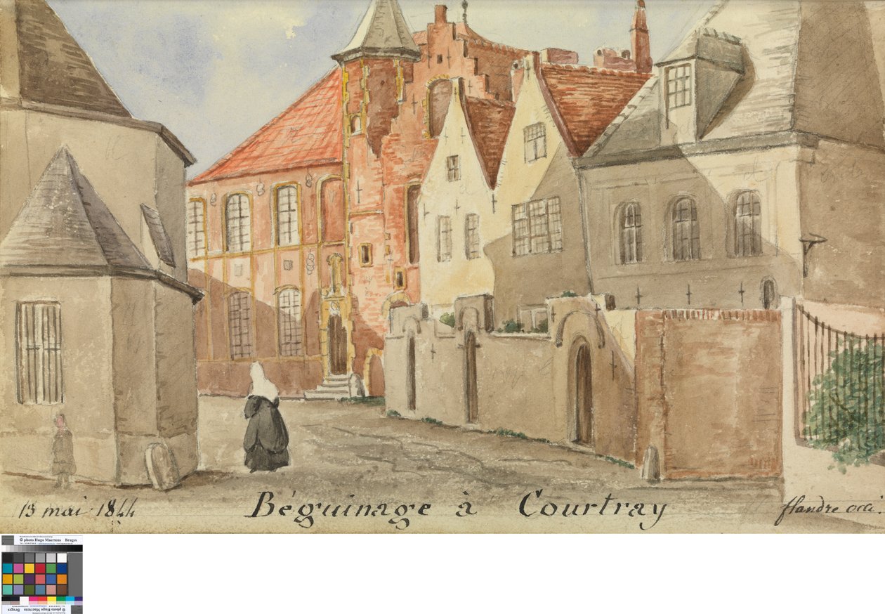 Beguinage i Courtray af Philippe Auguste de Peellaert