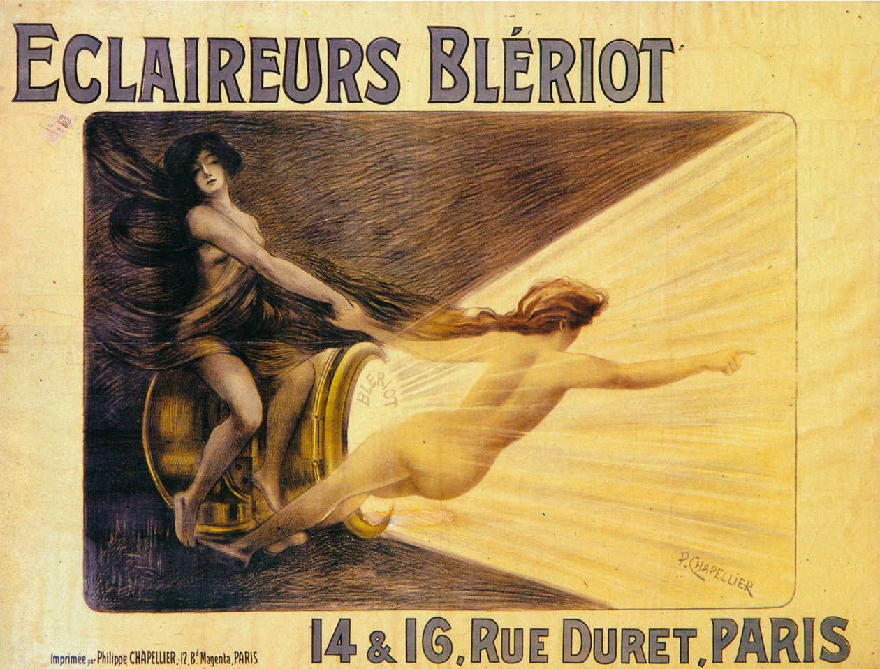 Annonce for Bleriot forlygter, c1905 af Philippe Chapellier