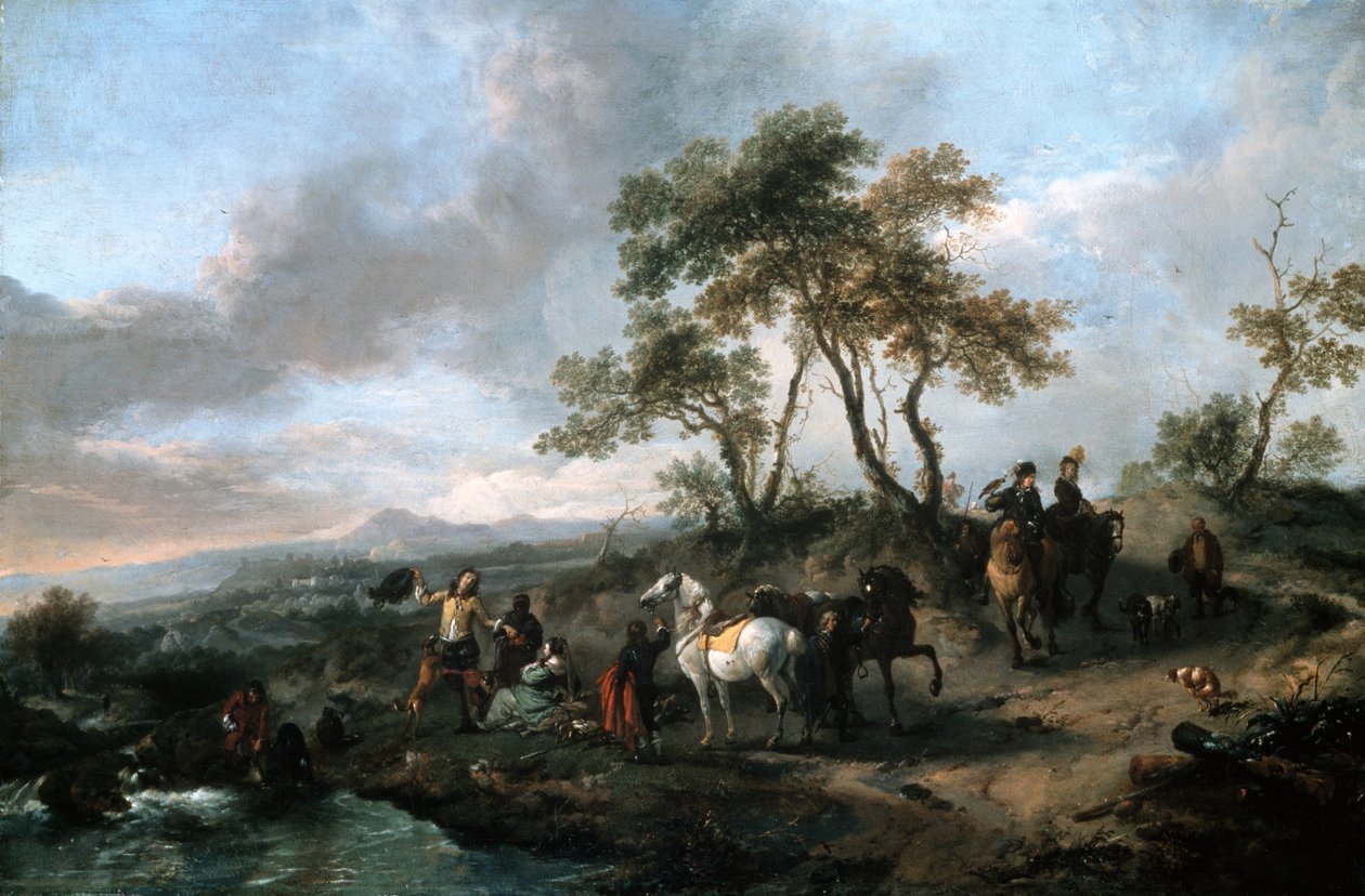 Stop af en jagtfest af Philips Wouwerman