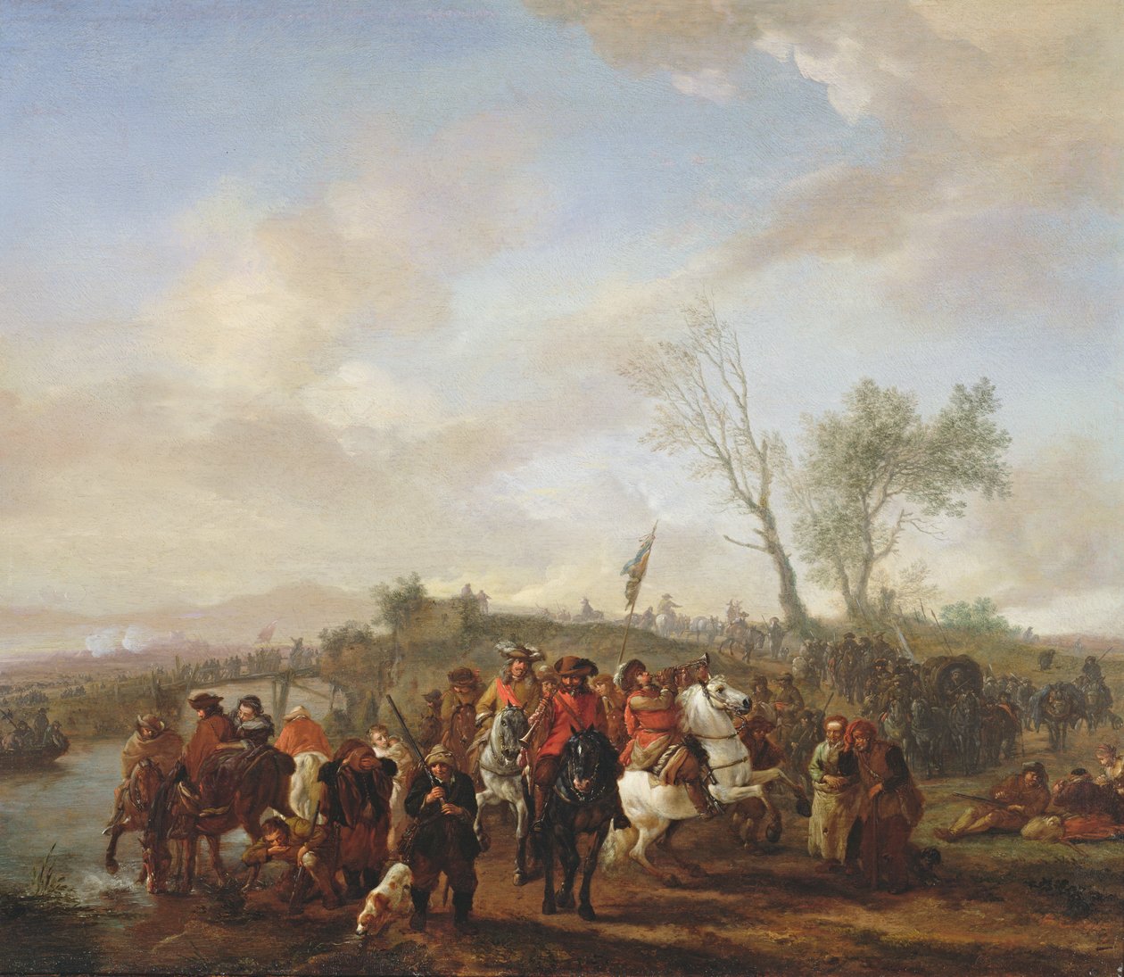 En hær på march (panel) af Philips Wouwerman