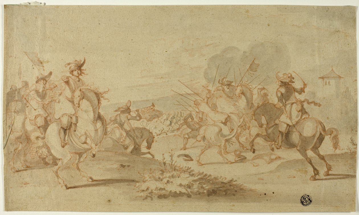 Kavaleri i kamp af Philips Wouwerman