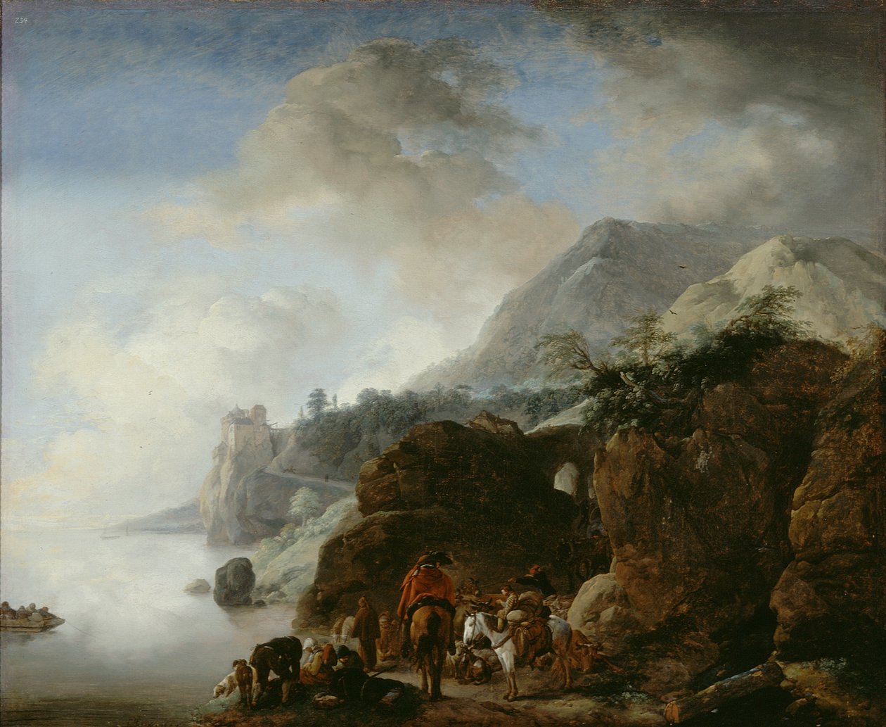 Rejsende, der venter på en færge af Philips Wouwerman