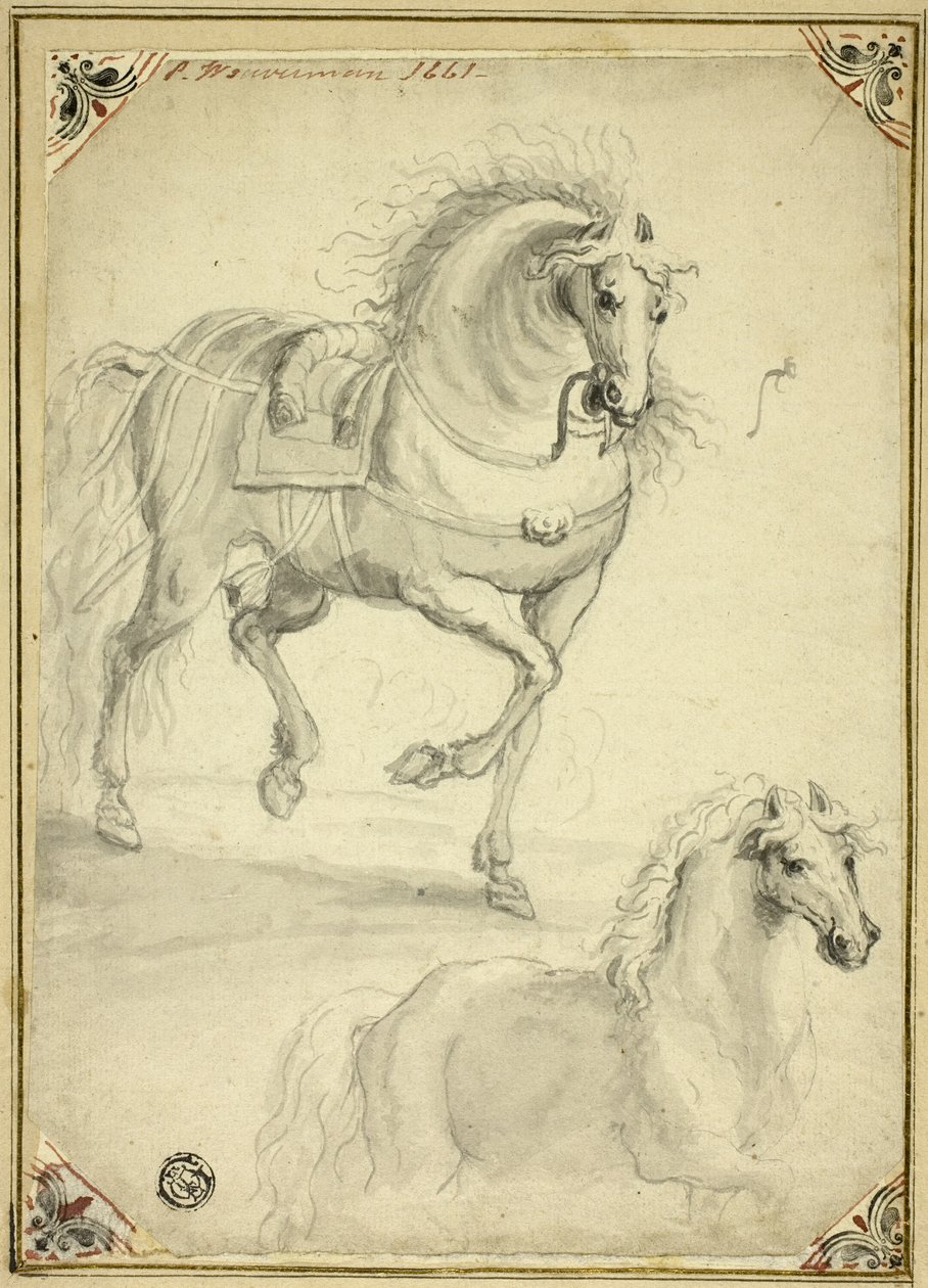 To skitser af en travhest af Philips Wouwerman