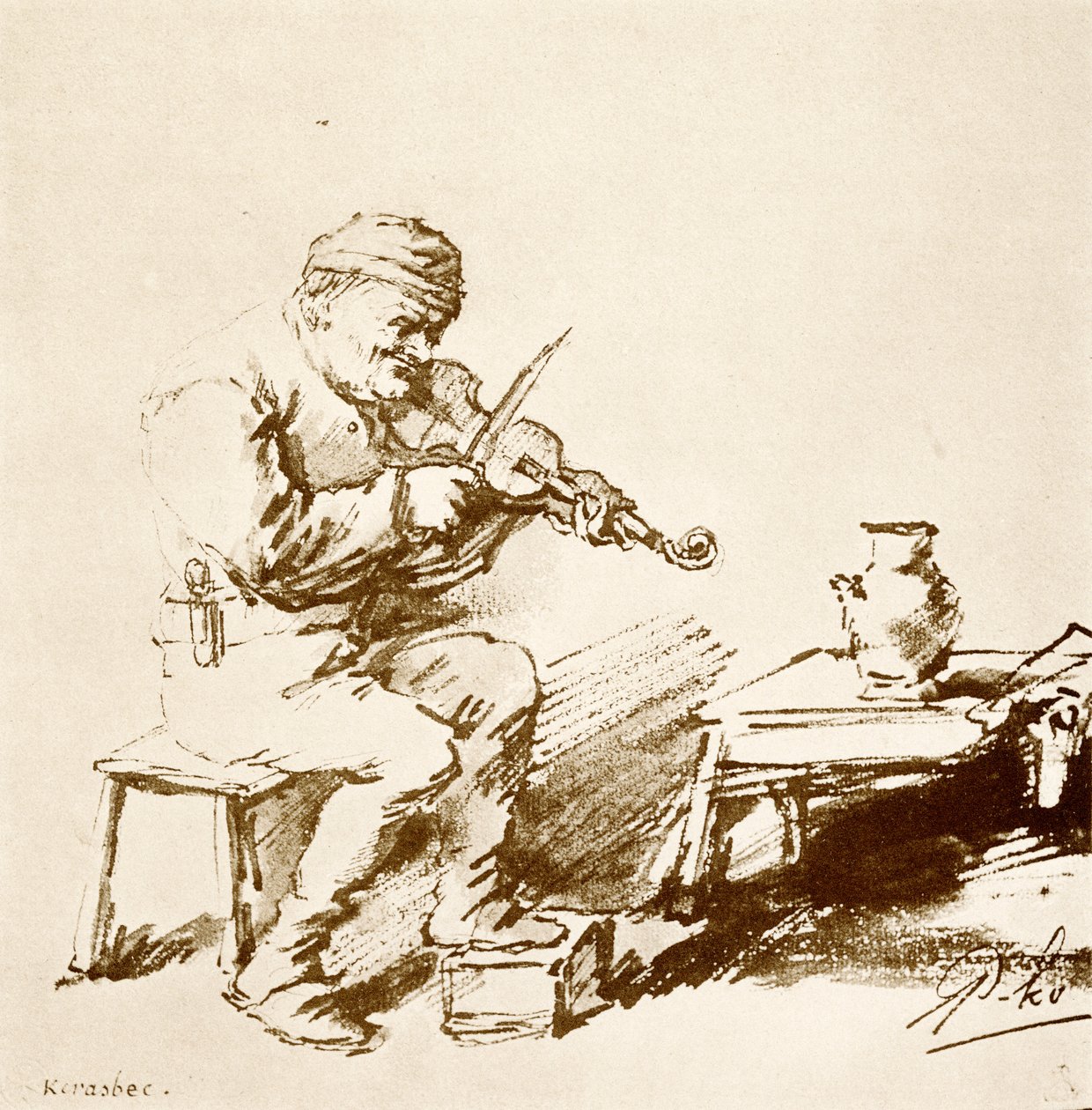 Landsbyens violinist af Phillips de Koninck