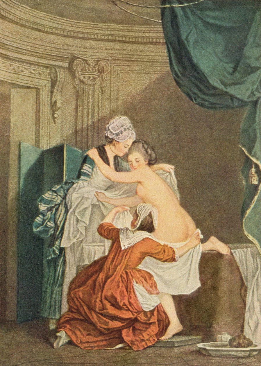 Badet, gravering af Nicolas Francois Regnault af Pierre Antoine Baudouin