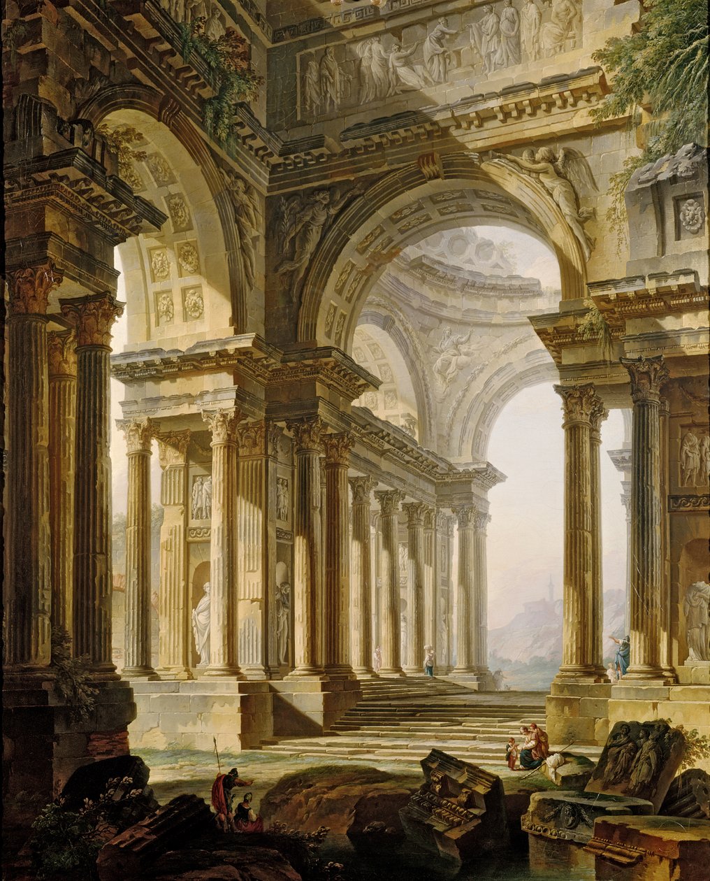 Tempel i ruiner af Pierre Antoine Demachy