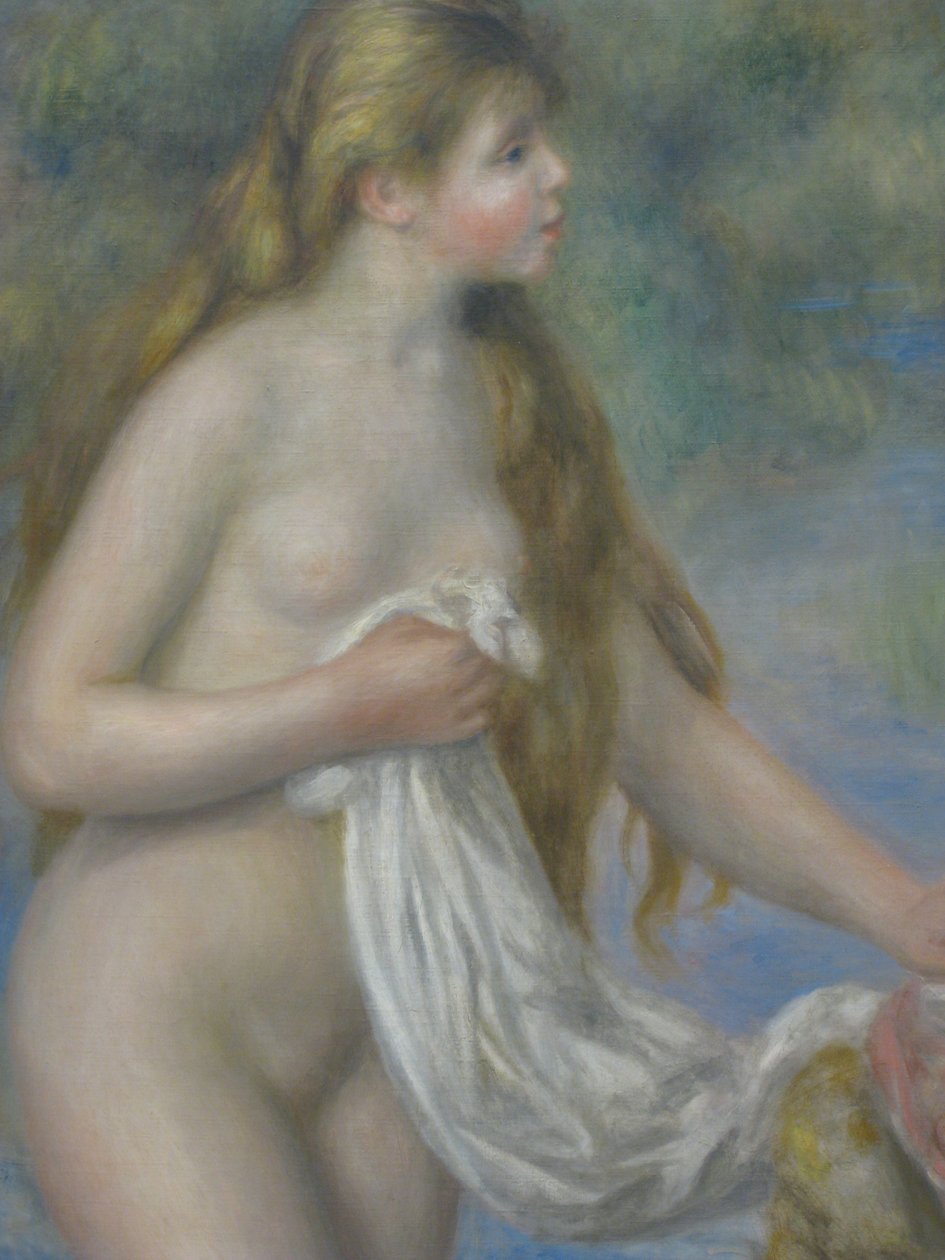 Langhåret bader af Pierre Auguste Renoir