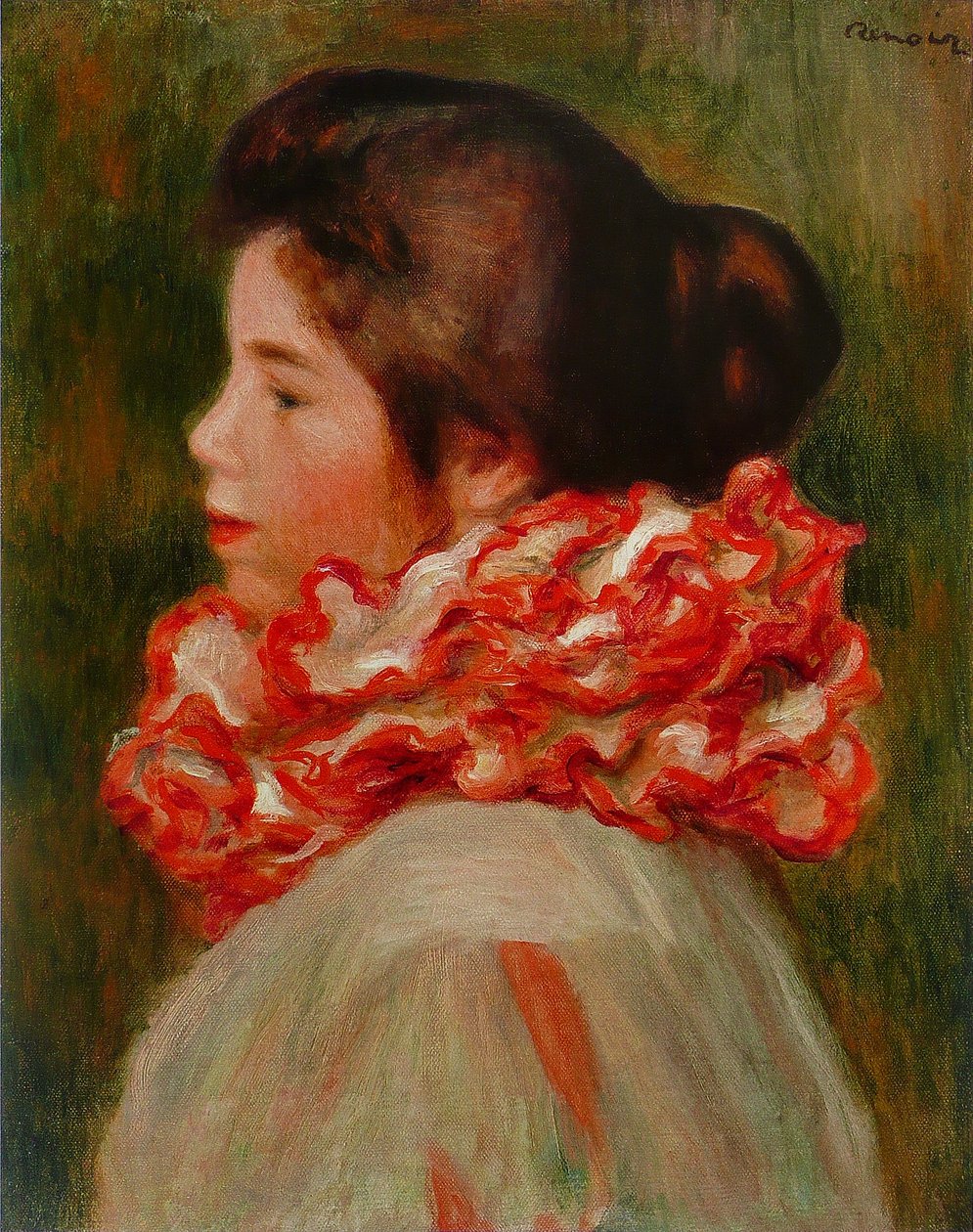 Kvinde med rød krave af Pierre Auguste Renoir