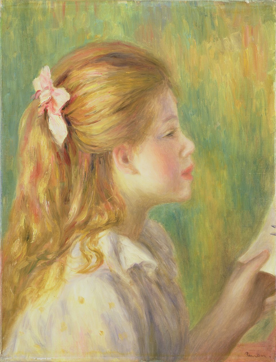 Pige i profillæsning af Pierre Auguste Renoir