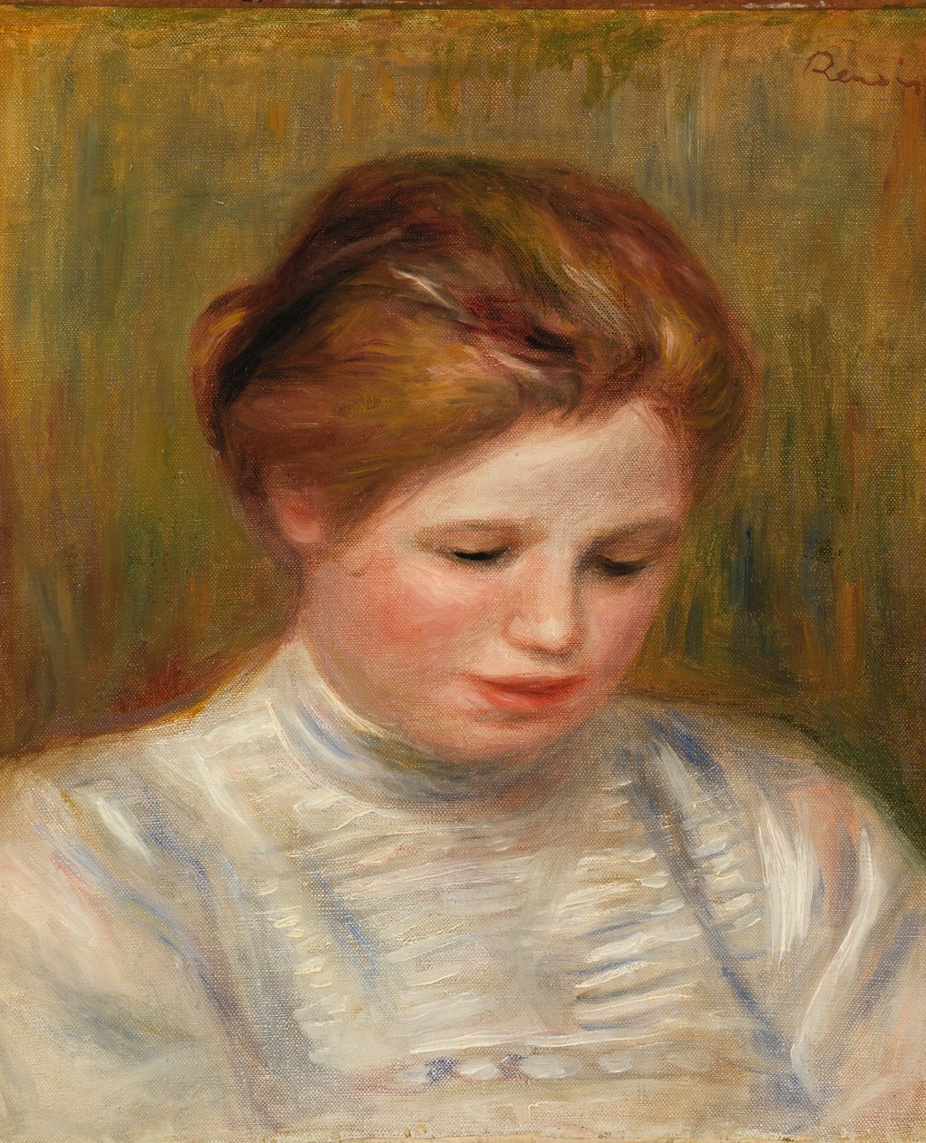 Hoved; også kaldet broderiundersøgelse af Pierre Auguste Renoir