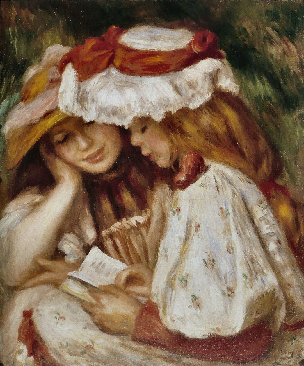Unge piger læser af Pierre Auguste Renoir