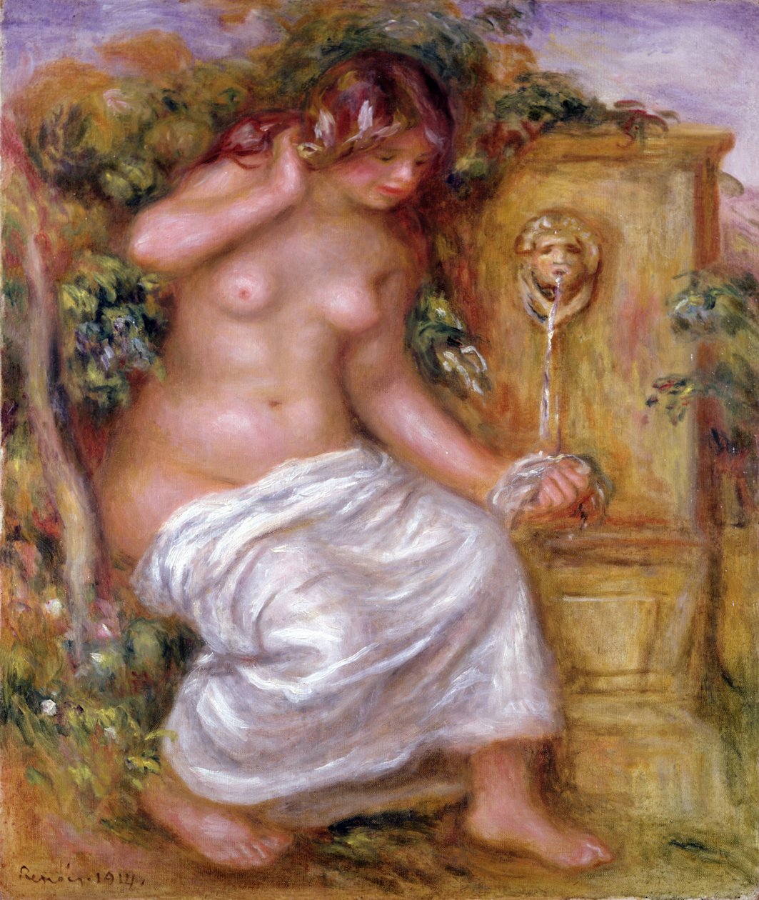 Baderen ved springvandet, 1914 af Pierre Auguste Renoir