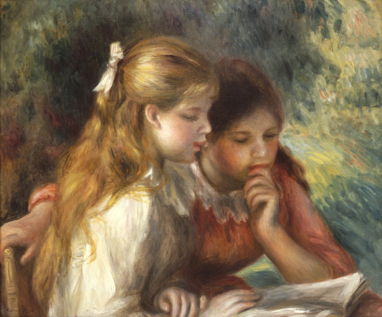 Læsningen, ca. 1890-95 af Pierre Auguste Renoir