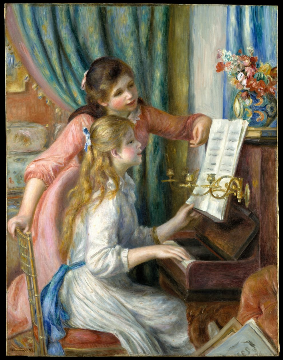 To unge piger ved klaveret af Pierre Auguste Renoir