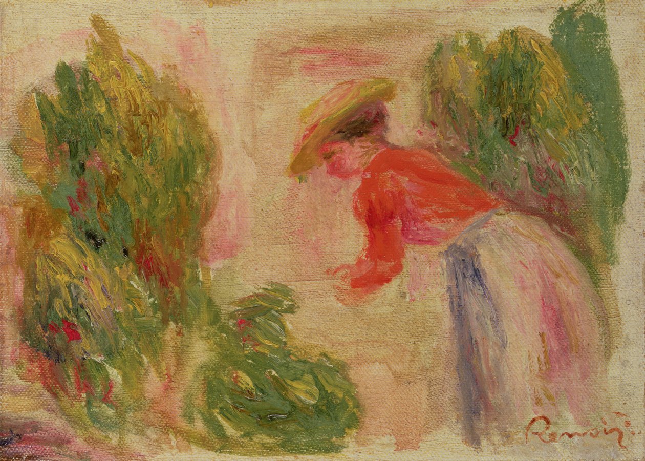Kvinde samler blomster 1906–10 af Pierre Auguste Renoir