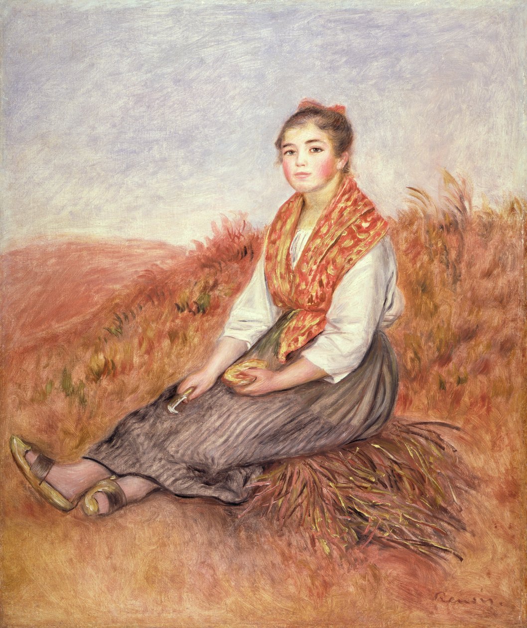 Kvinde med et bundt brænde, ca. 1882 af Pierre Auguste Renoir