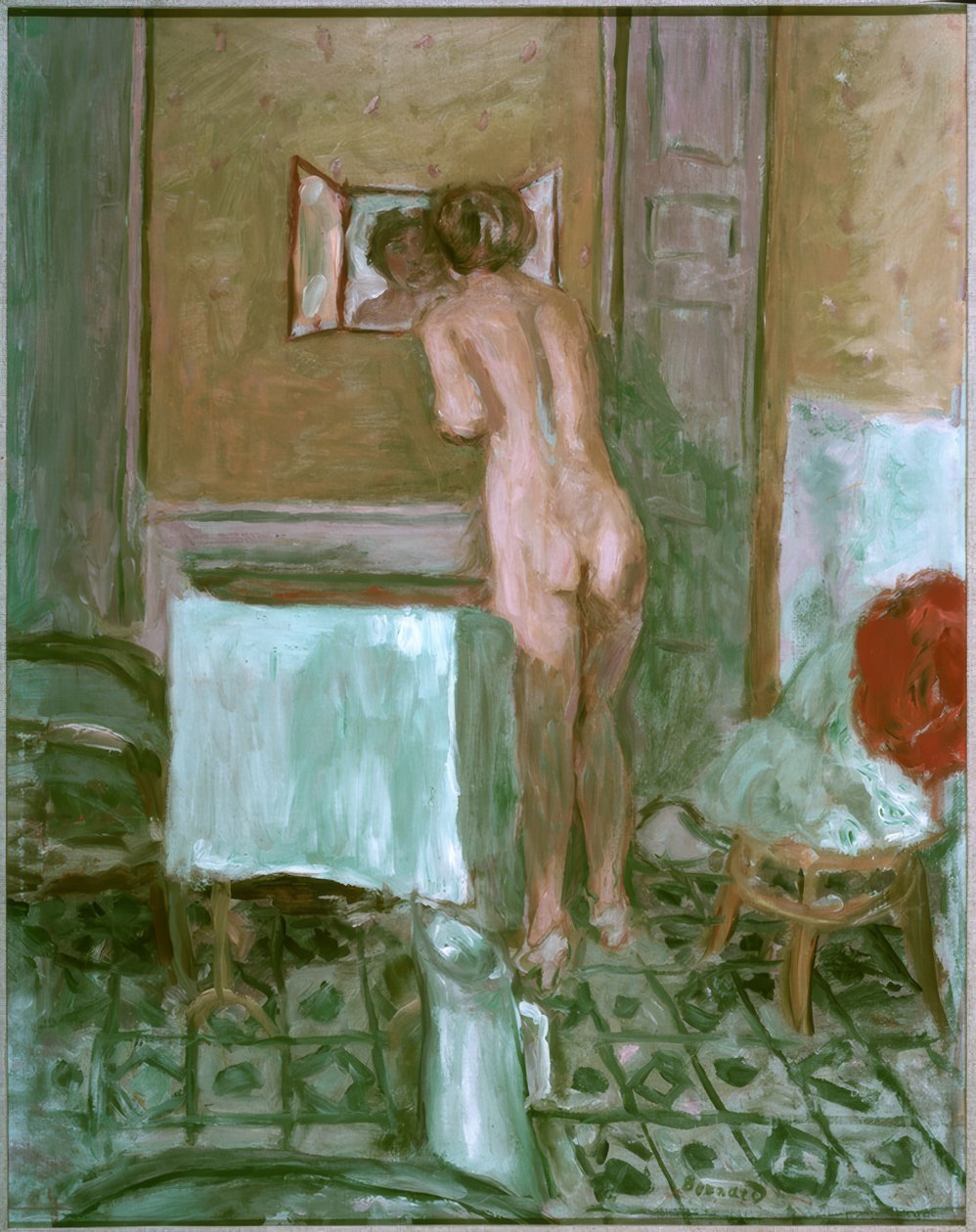 Nøgen i det røde klæde eller Nøgen på toilettet af Pierre Bonnard