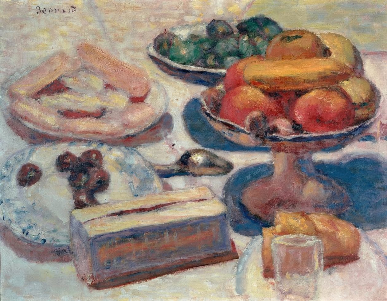 Stilleben med kager af Pierre Bonnard