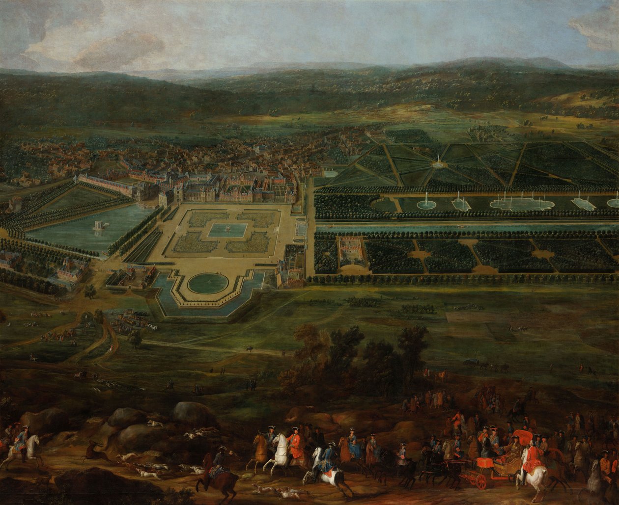 Udsigt over Chateau de Fontainebleau af Pierre Denis Martin