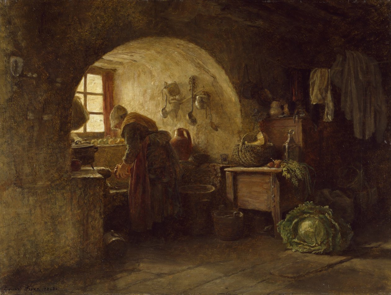 Forbereder middag, 1858 af Pierre Edouard Frere
