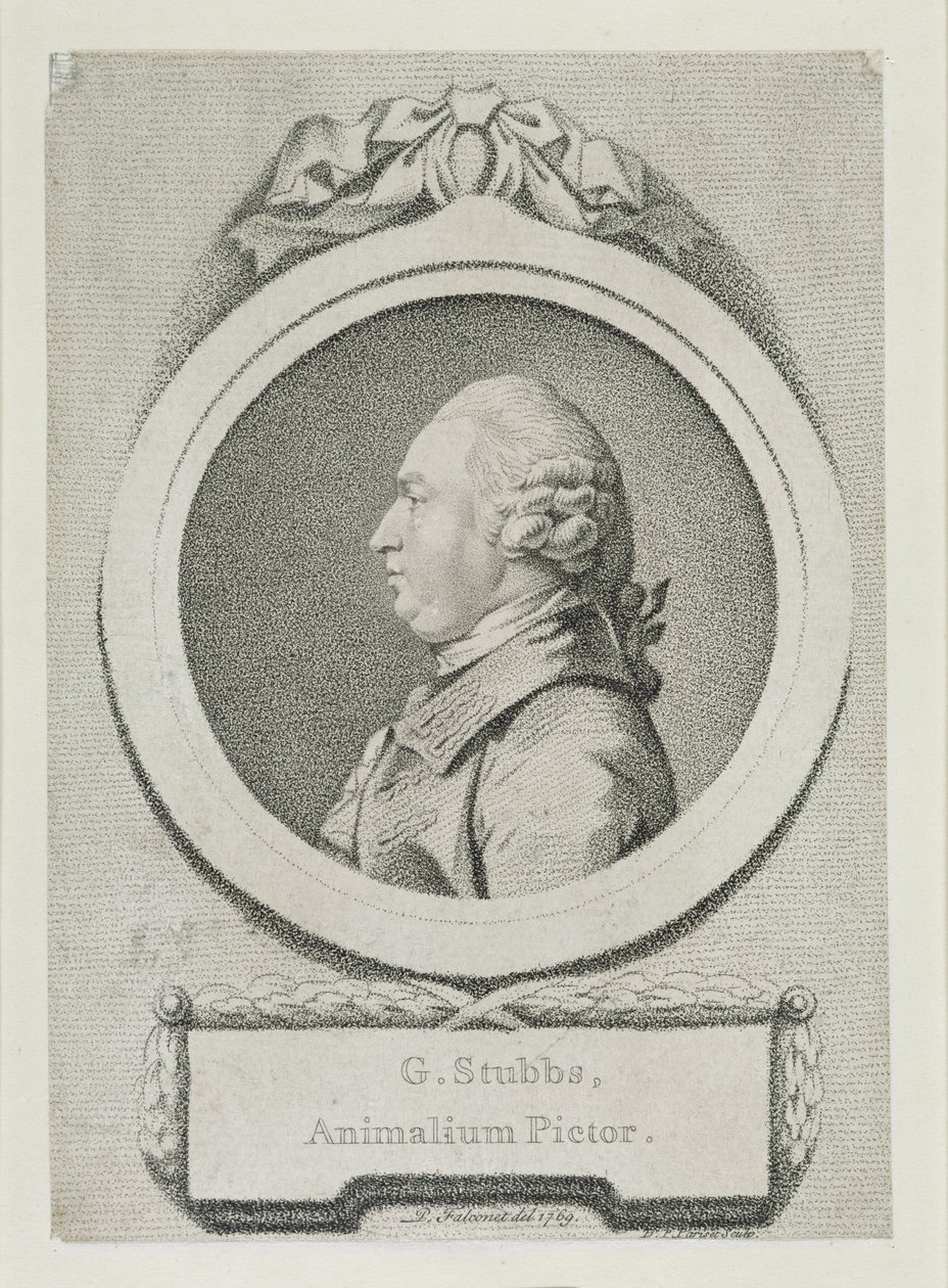 Portrætstudie af George Stubbs (1724-1806) (blødbundet ætsning og gravering) (se 213891) af Pierre Etienne Falconet