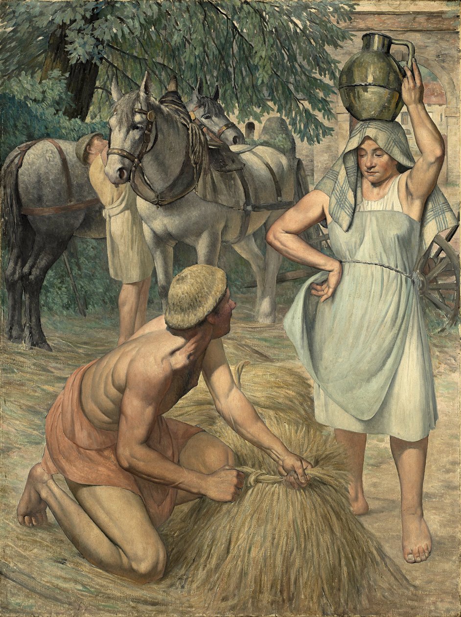 Return From the Fields (triptykon, sidedel) c.1920-30 af Pierre Gustave