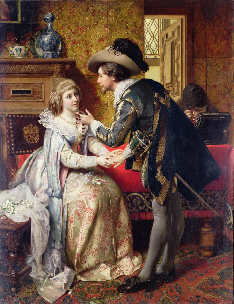 Bryllupsgaven, 1874 (panel) af Pierre Jan van der Ouderra