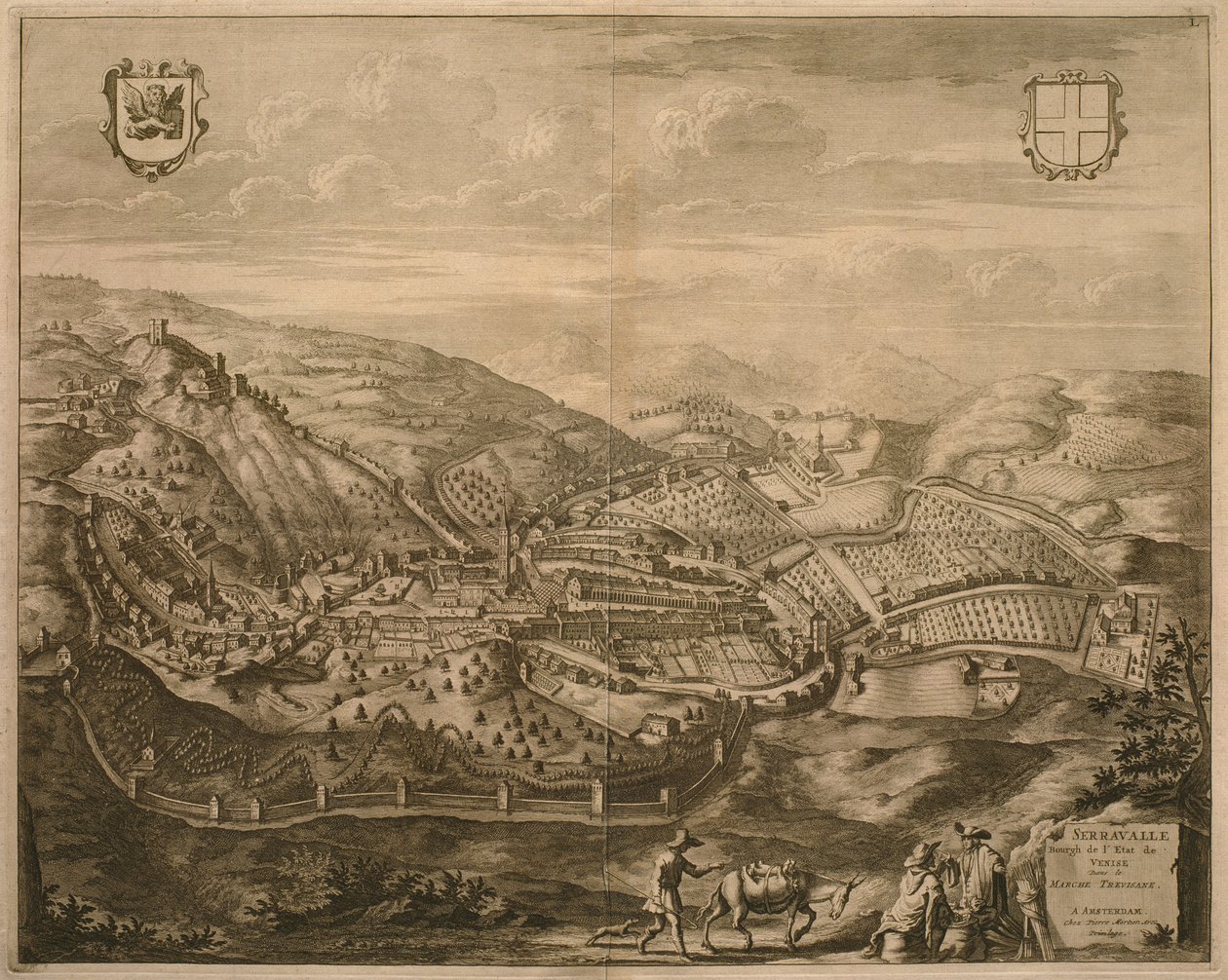Kort over Serravalle, fra "Les Villes de Venetie", 1704, udgivet af Pierre Mortier i Amsterdam af Pierre Mortier