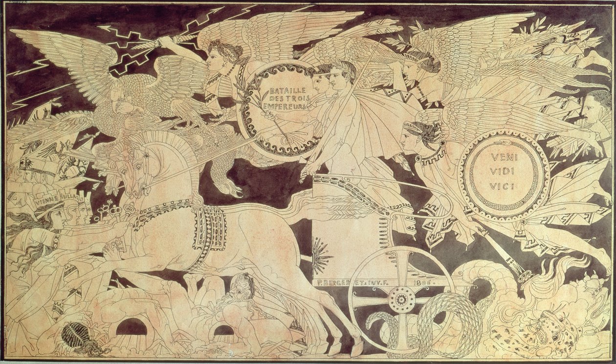 Allegori over slaget ved Austerlitz, forberedende tegning til dekoration af en stor Sevres-vase til det kejserlige palads i Saint-Cloud, 1806 af Pierre Nolasque Bergeret