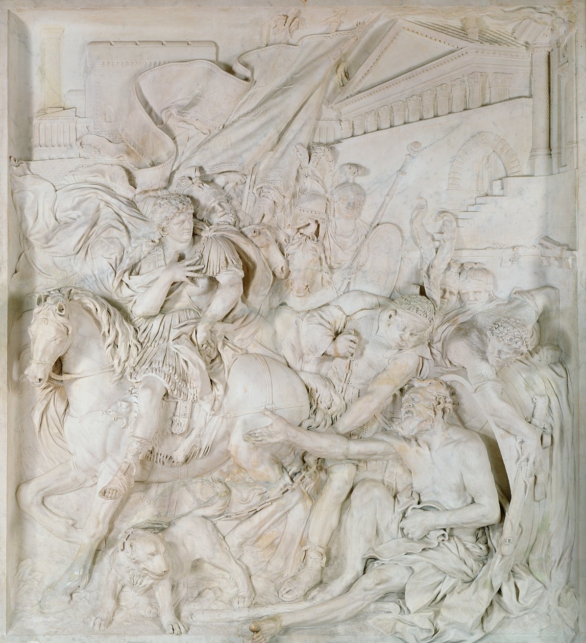 Alexander den Store (356-323 f.Kr.) og Diogenes (413-323 f.Kr.) færdiggjort i 1693 (marmor) (se også 39445) af Pierre Puget