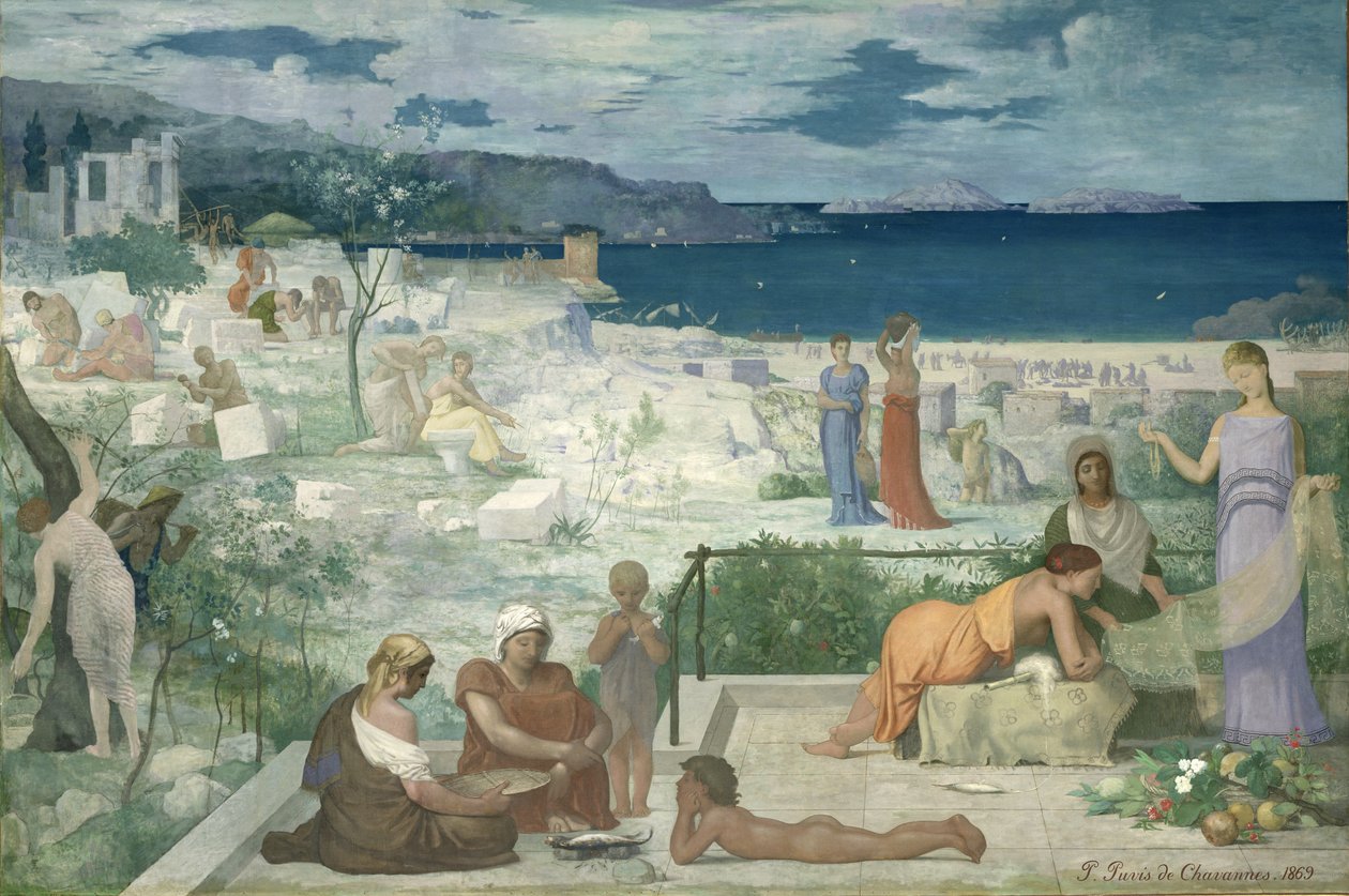 Den græske koloni, Marseille, 1869 af Pierre Puvis de Chavannes