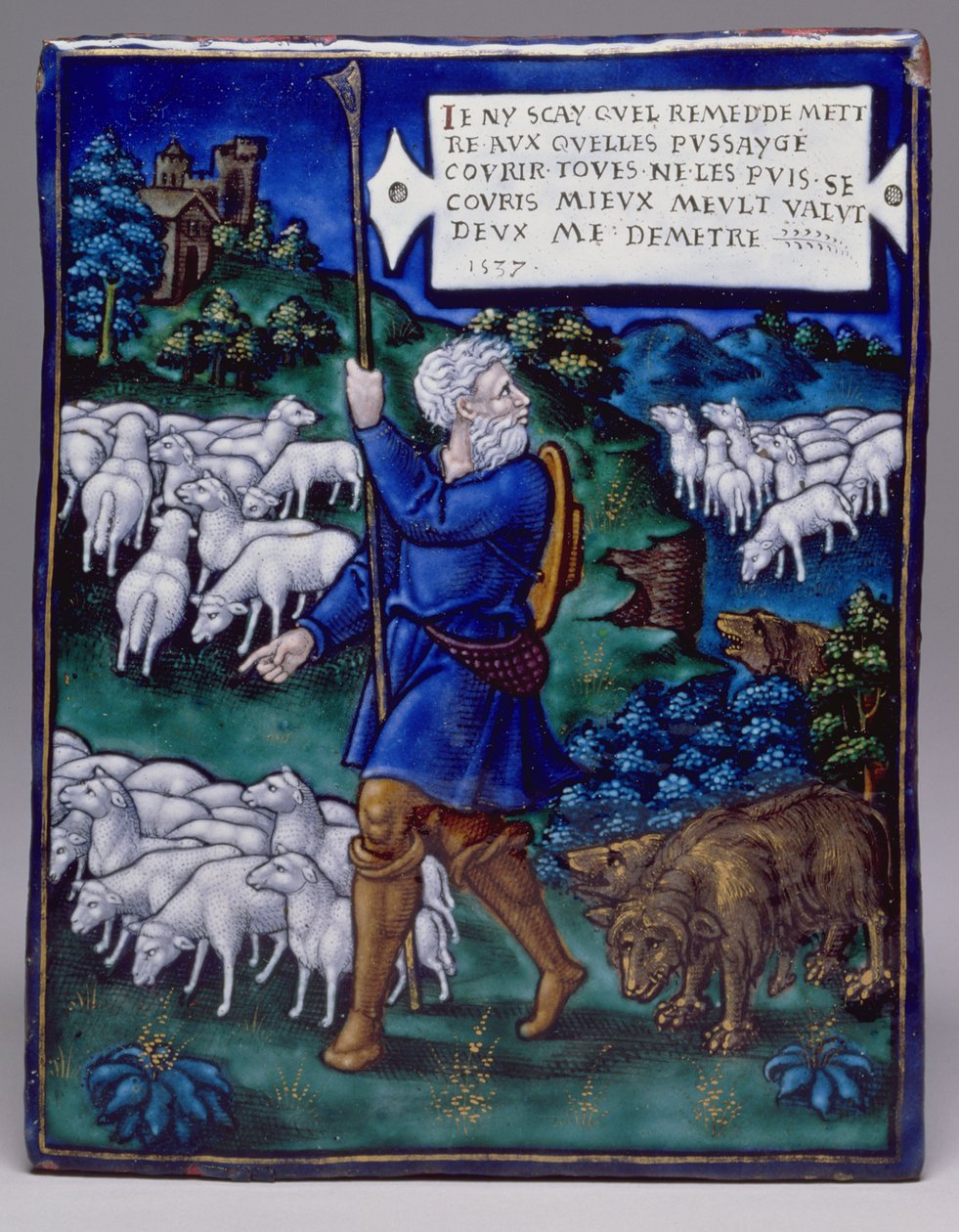 Plaque, der forestiller den dårlige hyrde, 1537 (emalje) af Pierre Raymond