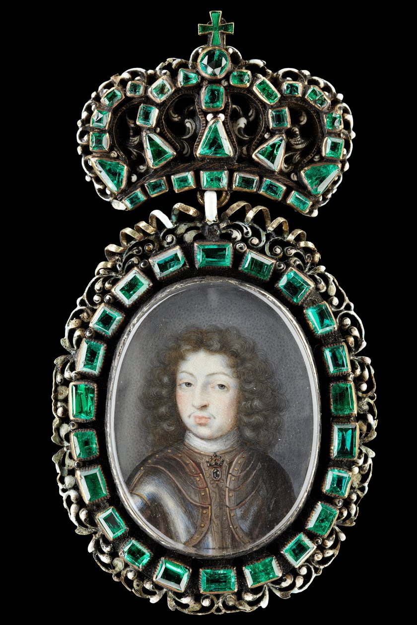 Miniatureportræt af Karl XI, konge af Sverige 1660-1697 af Pierre Signac