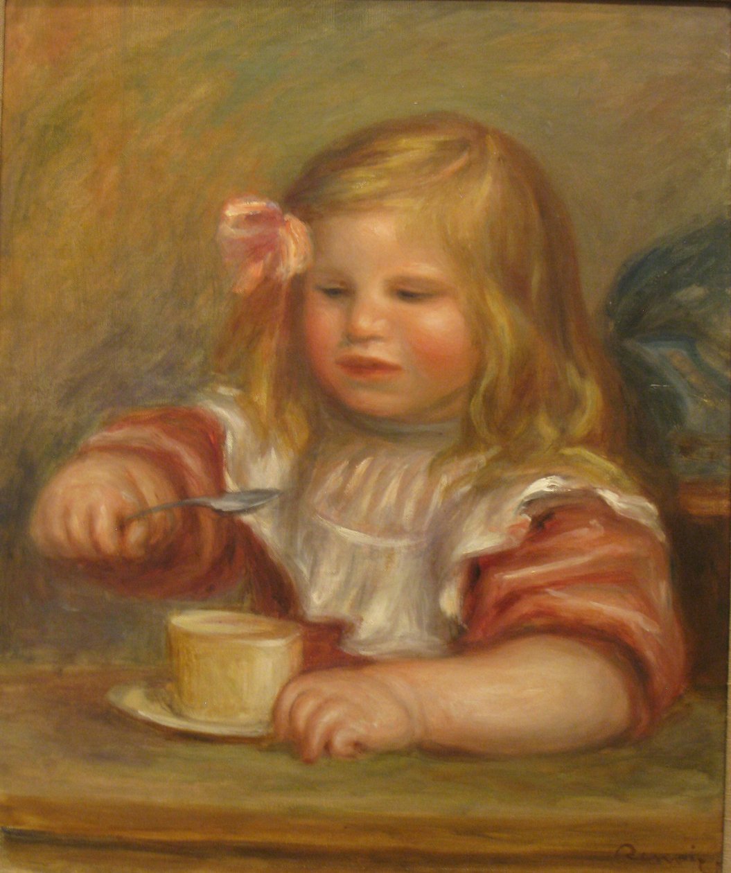 Coco spiser sin suppe af Pierre Auguste Renoir