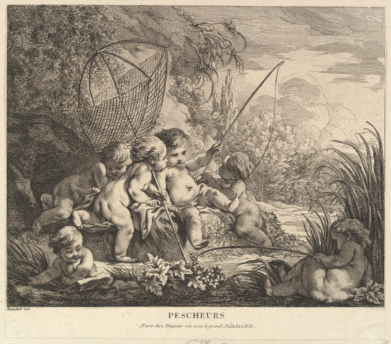 Børn Fiskeri, ca. 1738. af Pierre Alexandre Aveline