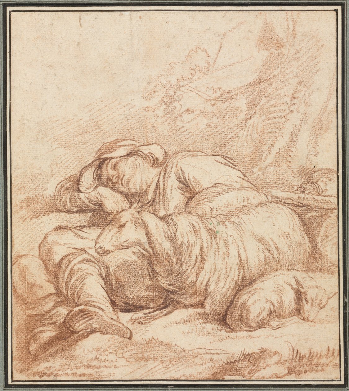 En sovende hyrde, 1700-1800-tallet. af Pierre Alexandre Wille