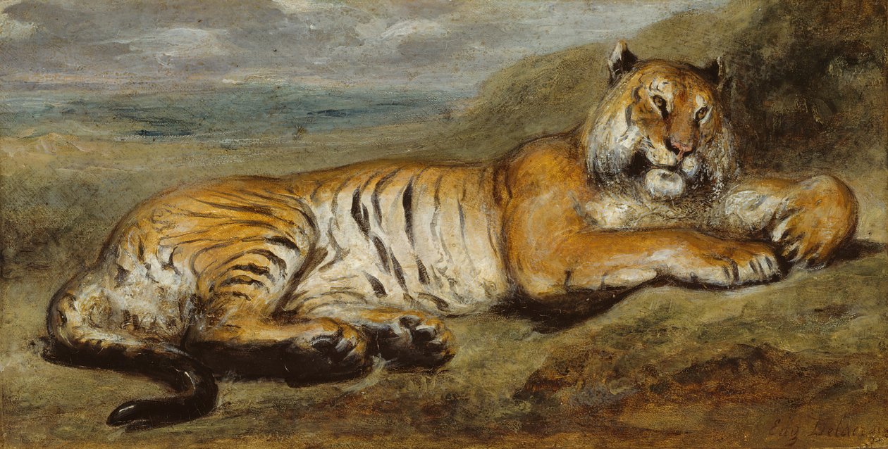 Tiger hviler, ca. 1830. af Pierre Andrieu