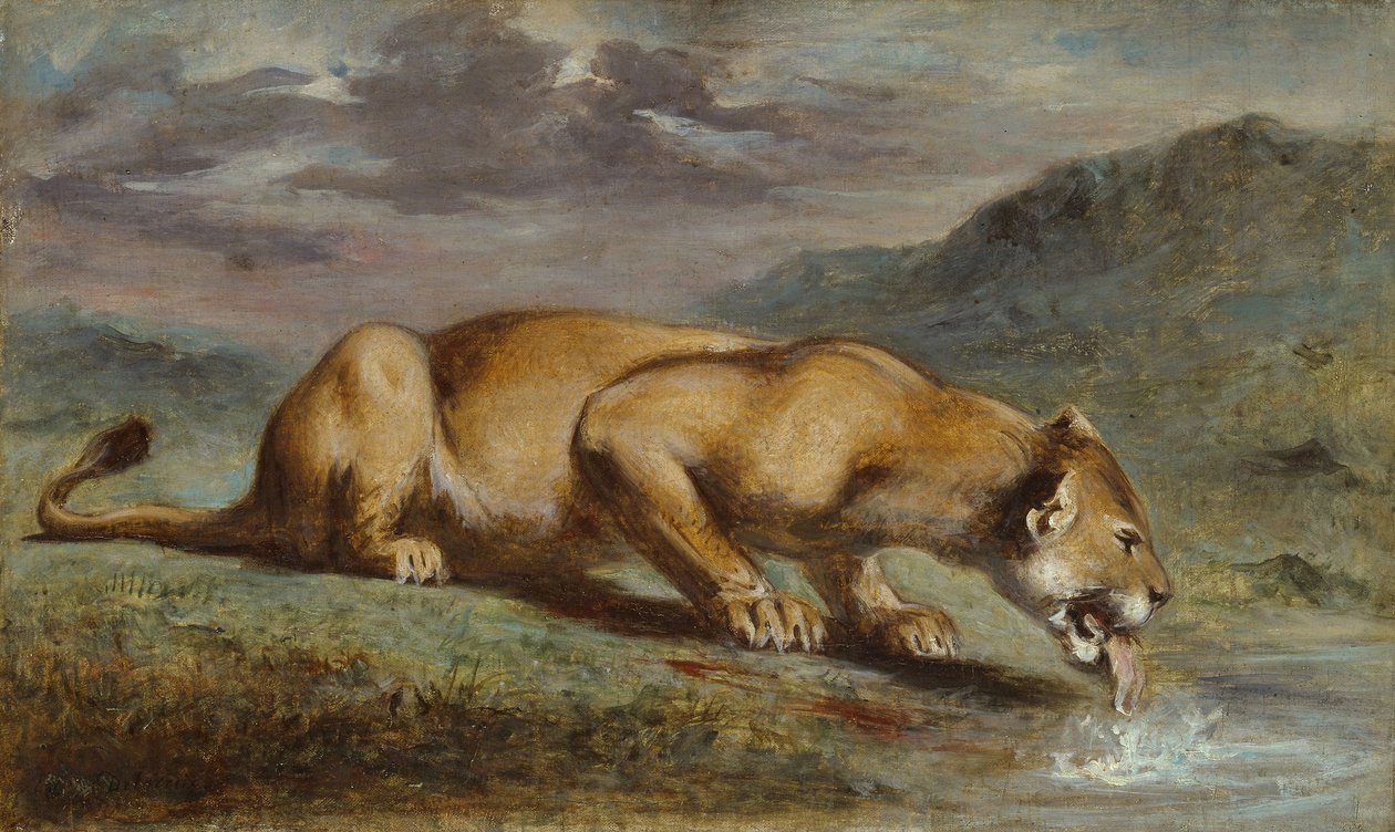 Sårede løvinde, 1840?50 af Pierre Andrieu
