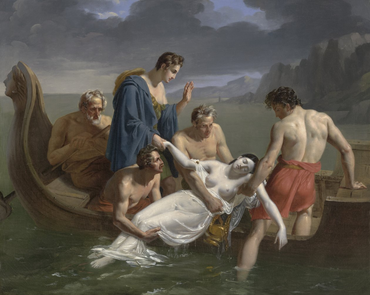 Sapphos død, 1819 af Pierre Antoine Augustin Vafflard