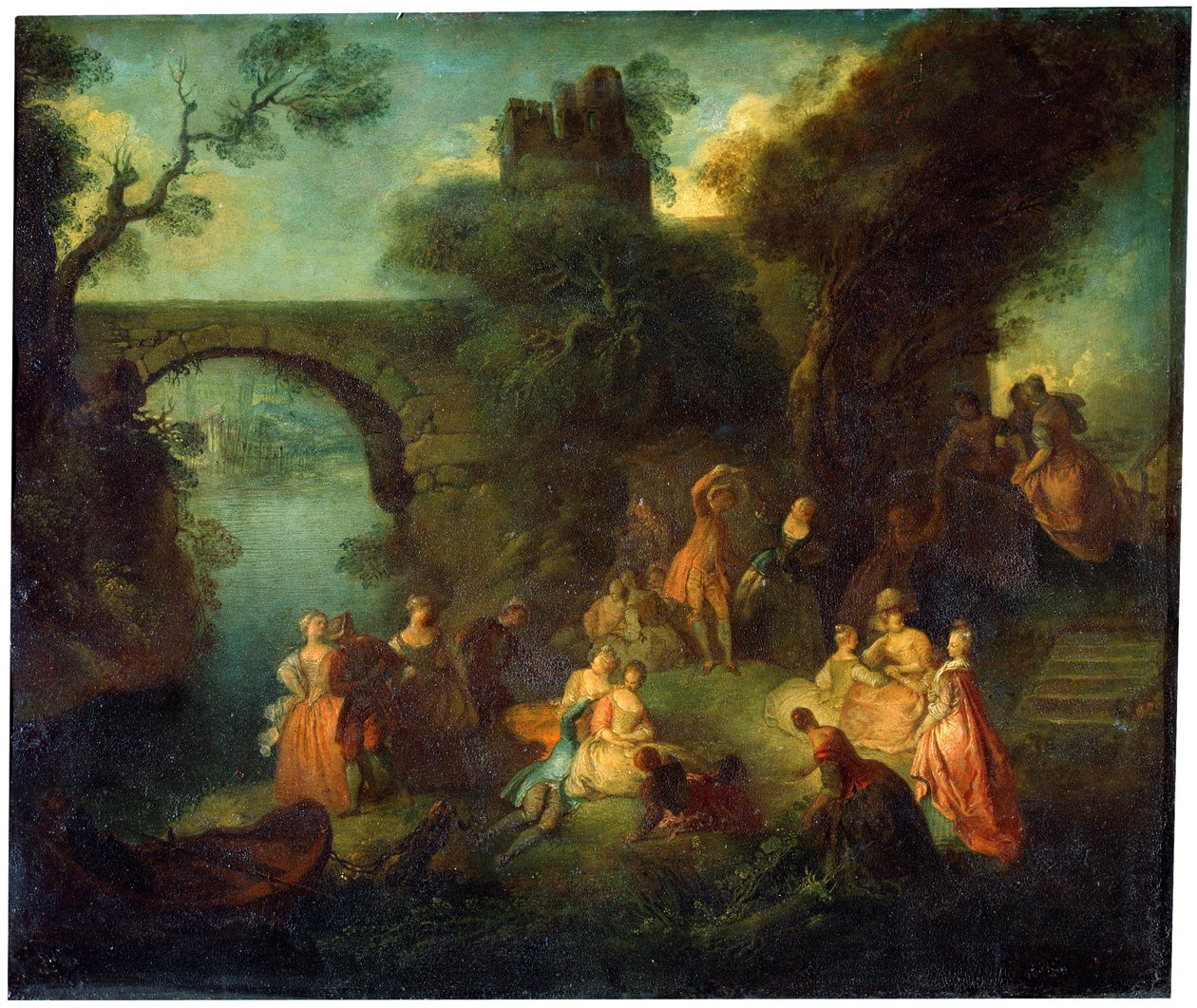 Dans ved floden, c1720-1730. af Pierre Antoine Quillard
