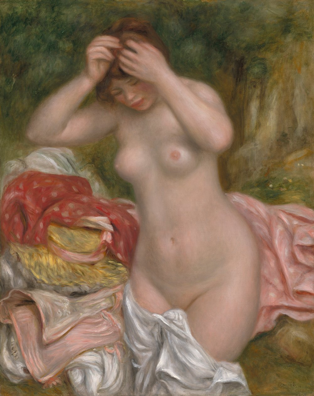 Bather arrangerer sit hår, 1893 af Pierre Auguste Renoir