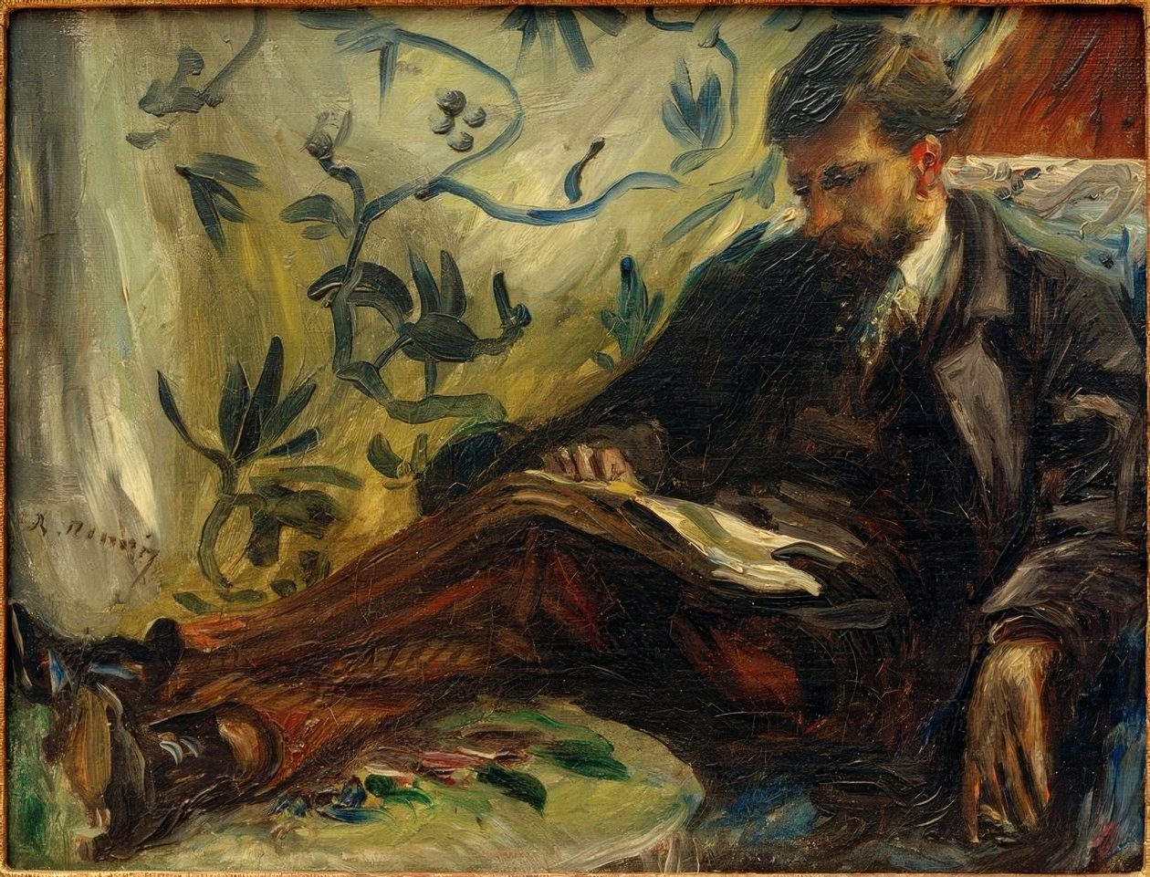 Portræt af Edmond Maître på sofaen af Pierre Auguste Renoir