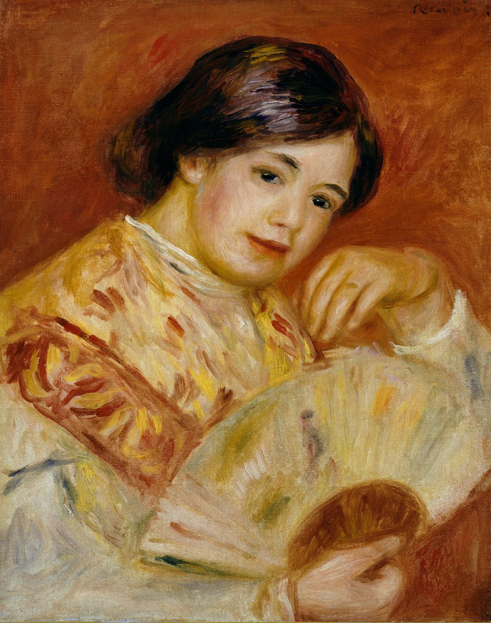 Coco med en japansk fan, ca. 1906 af Pierre Auguste Renoir