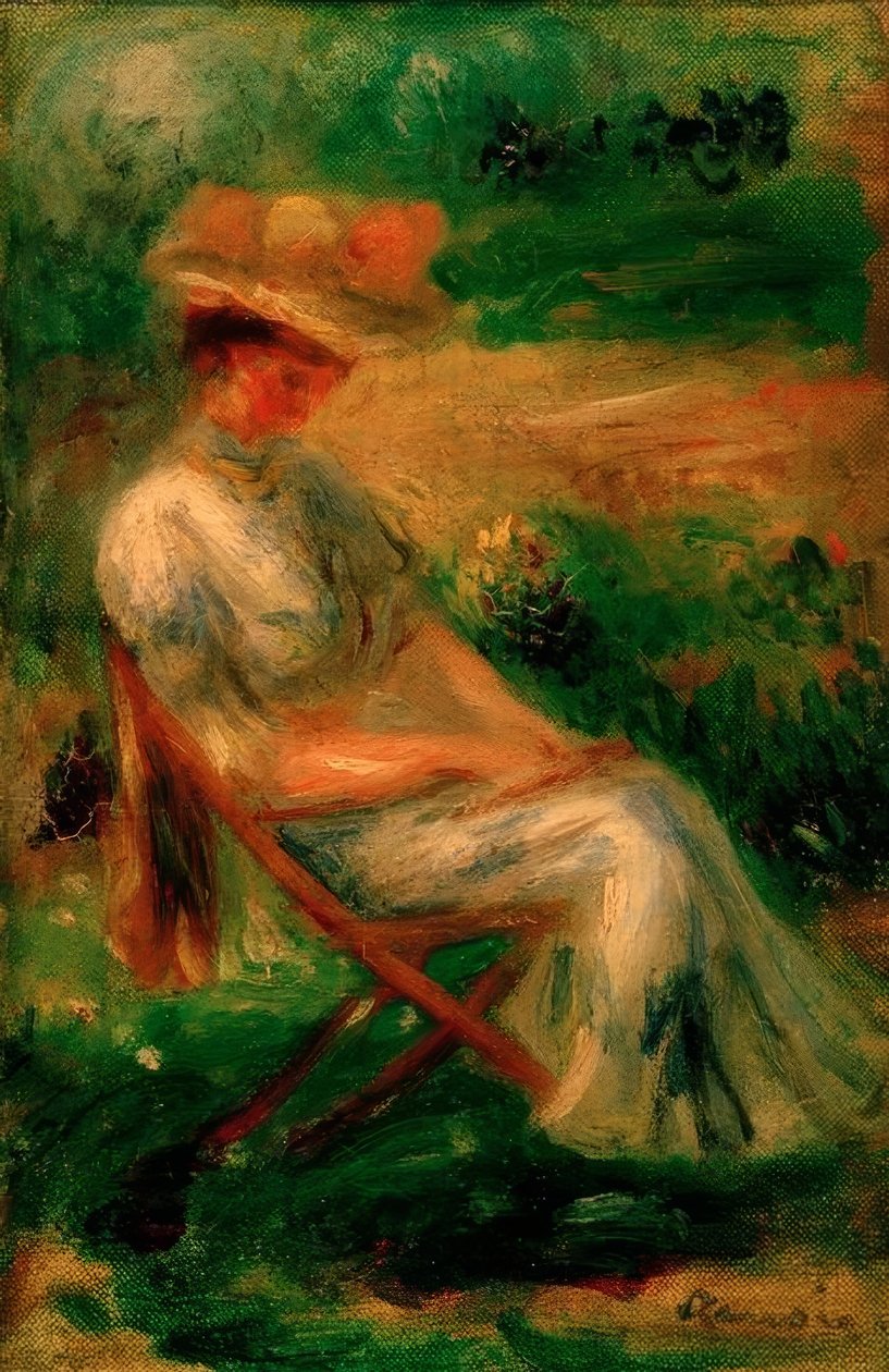 Kvinde sidder i en have af Pierre Auguste Renoir