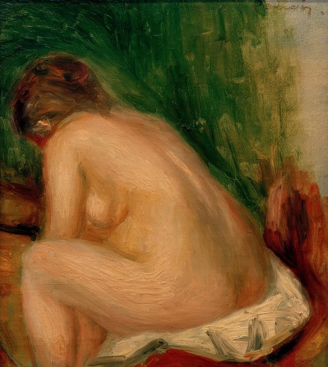 Nøgen kvinde sidder af Pierre Auguste Renoir