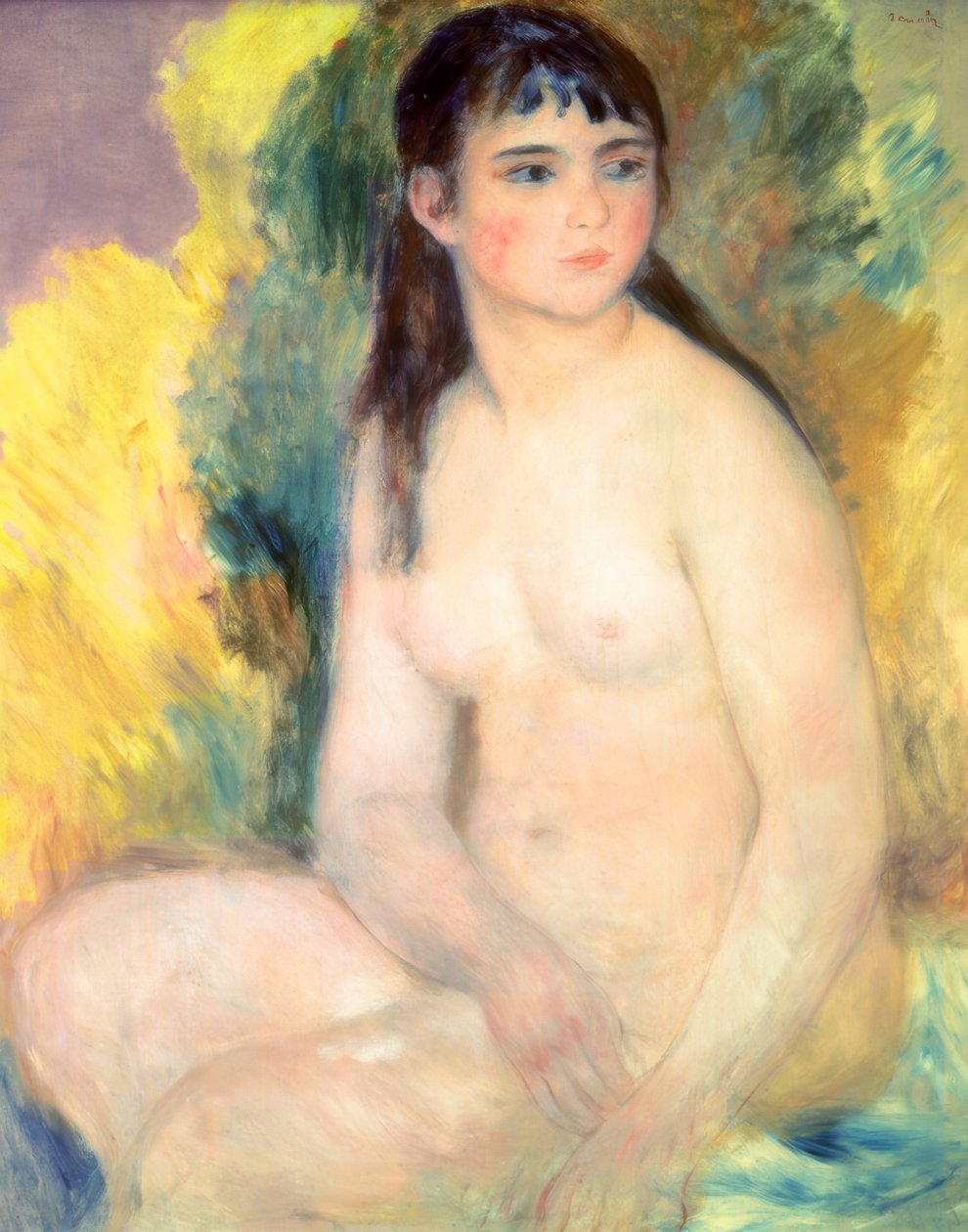 Nøgen kvinde sidder af Pierre Auguste Renoir