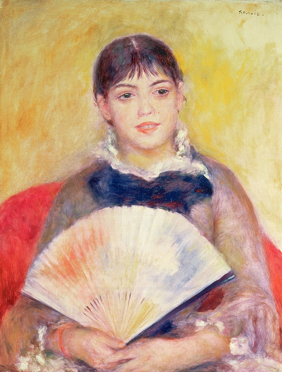 Pige med fan af Pierre Auguste Renoir